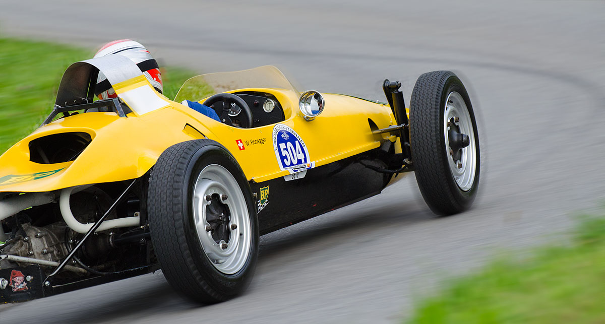 Walter Honegger mit seiner Apal Formel V von 1965 mit 1300 cm3, 4 Zylinder und 50 PS.